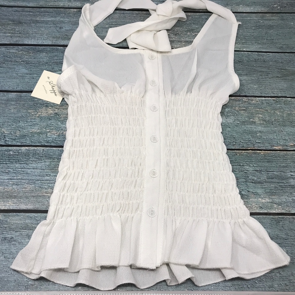 NEW A Shappe Women’s Boutique Blouse Top White Med